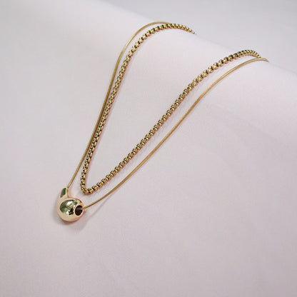 18K Gold Plated Bold Sphere Multi-Layred Pendant Necklace (Anti-Tarnish)