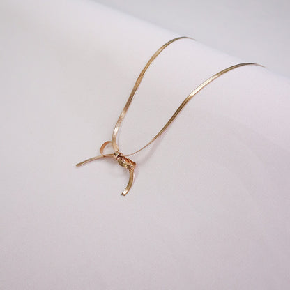 Rose Gold Bow Snake Chain (Anti-Tarnish)