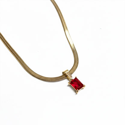 18k Gold Plated Stone Pendant Necklace (Anti Tarnish)