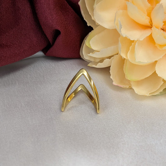 Minimalist V Shape Gold Tone Ring For Girls & Women