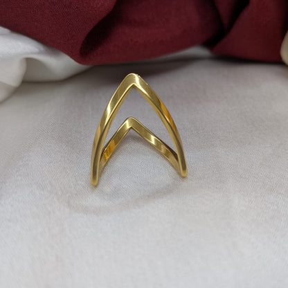 Minimalist V Shape Gold Tone Ring For Girls & Women