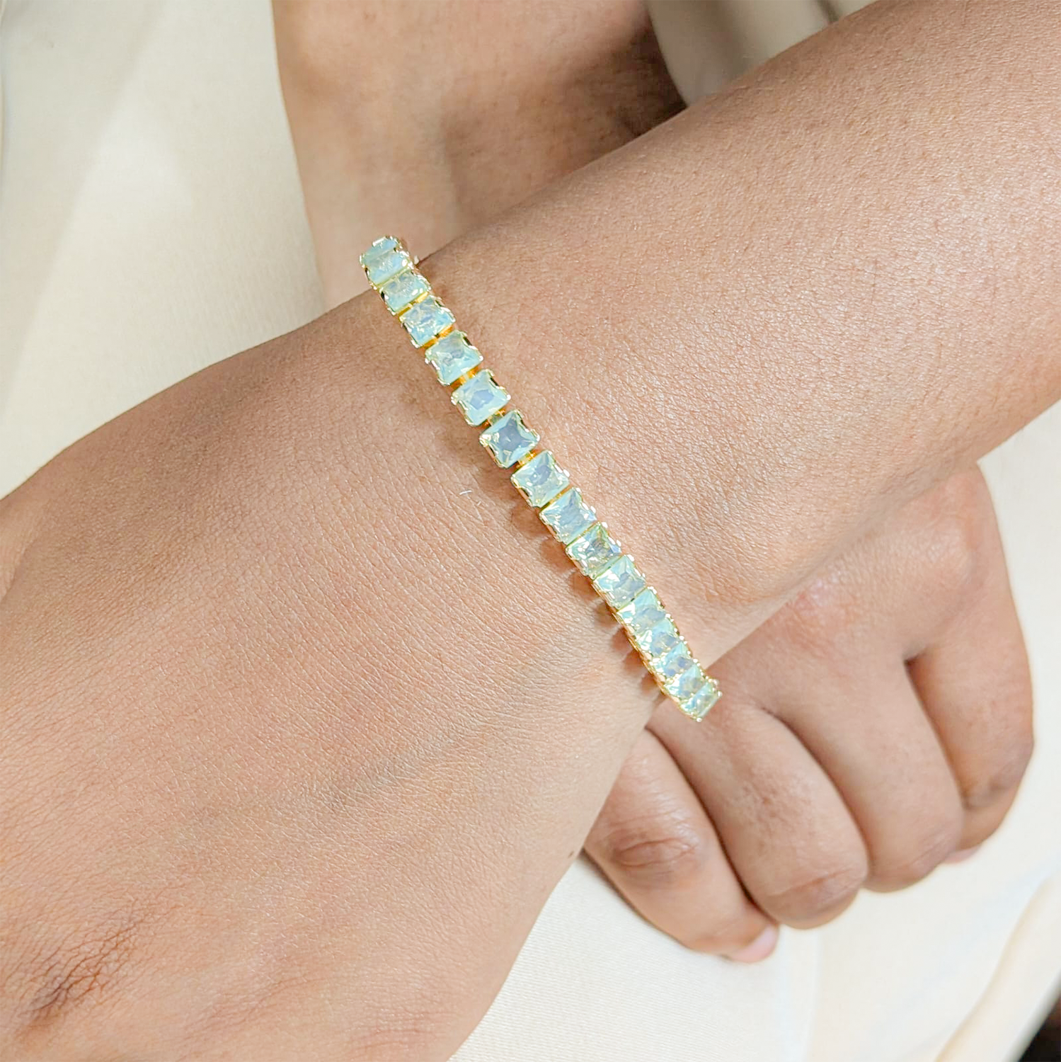 CZ Stone Princess Tennis Bracelet With Hinged Clasp For Girls & Women's