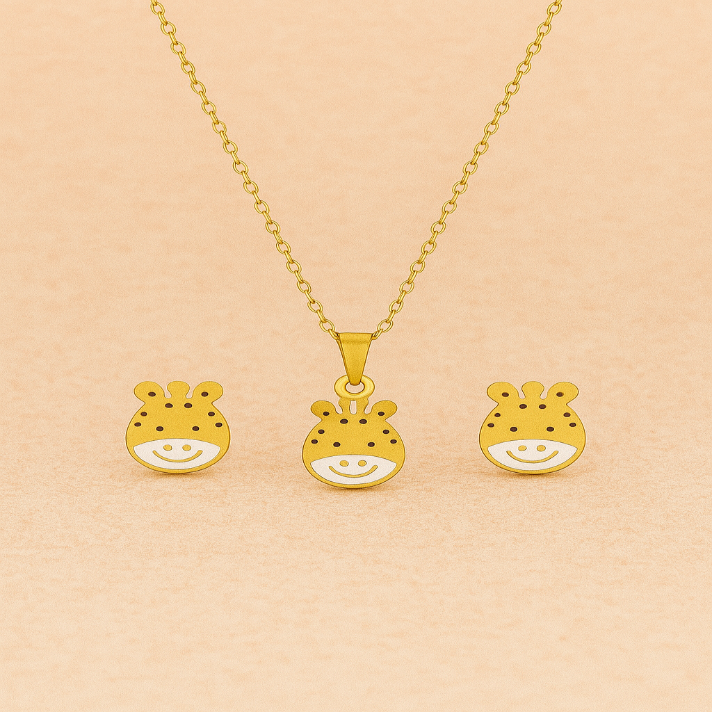 18K Gold Plated Enamel Smiley Unicorn Jewelry Set (Anti Tarnish)