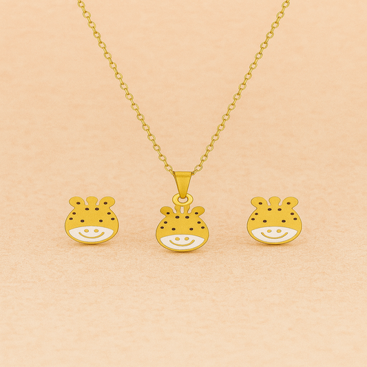 18K Gold Plated Enamel Smiley Unicorn Jewelry Set (Anti Tarnish)