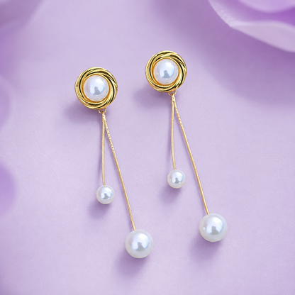 Round Spiral Mother of Pearl Drop Earrings for Women & Girls