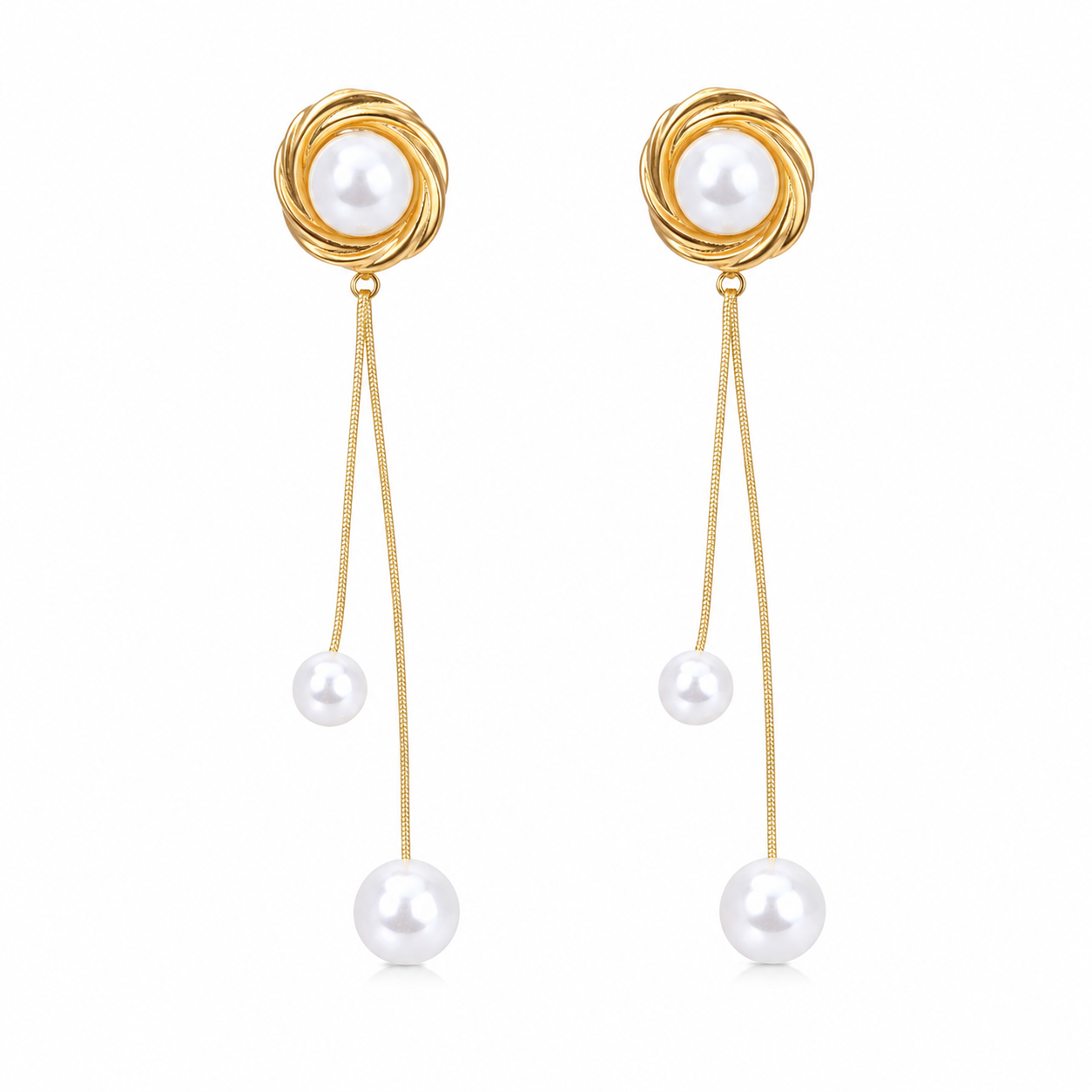 Round Spiral Mother of Pearl Drop Earrings for Women & Girls