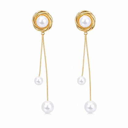 Round Spiral Mother of Pearl Drop Earrings for Women & Girls