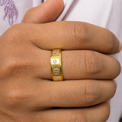 Classic Good Friend inscribed Band Ring With AD Stone for Men & Women