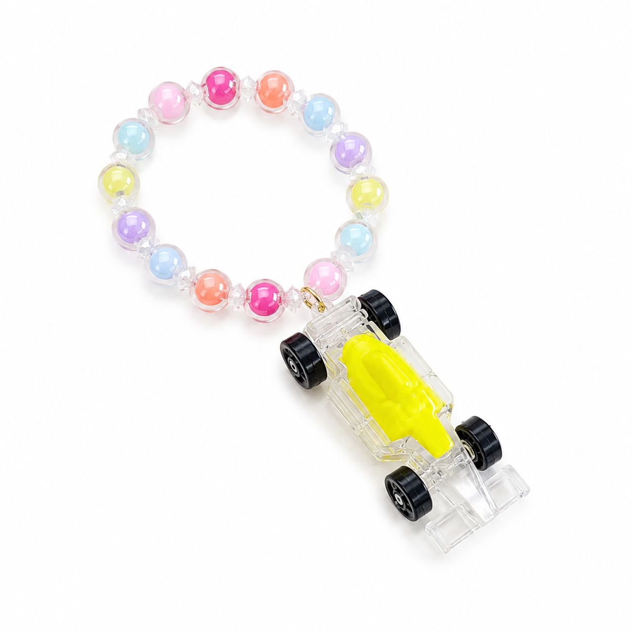 Cute Racing Car Charm Beaded Bracelet for Girls