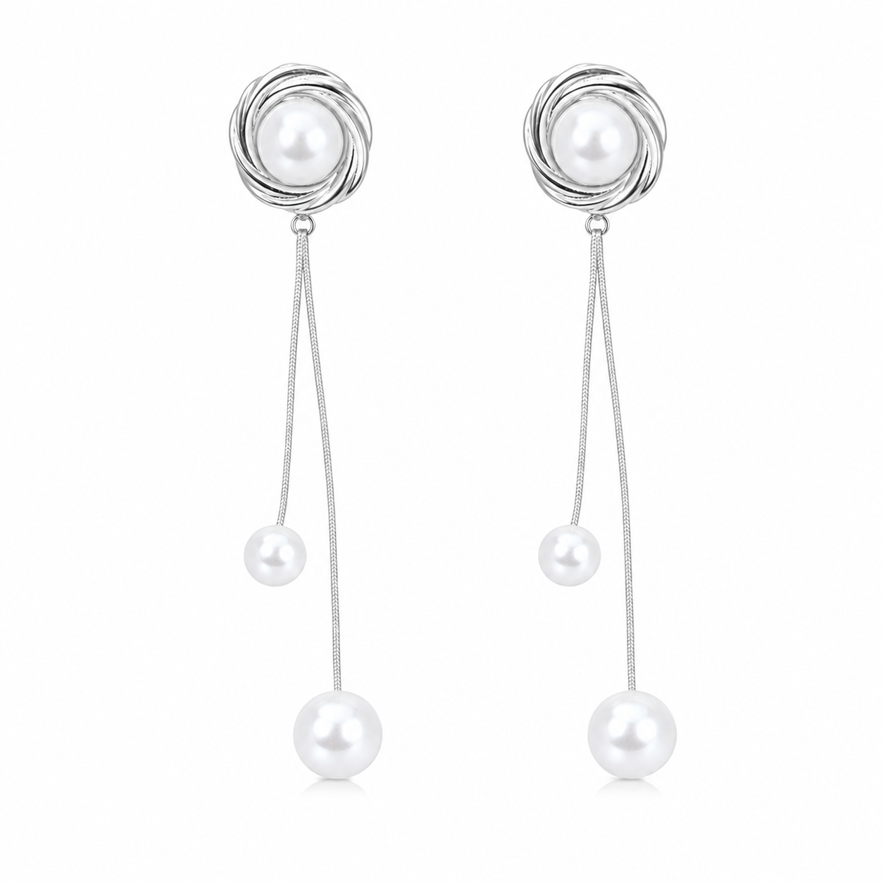 Double Chain Mother of Pearl Drop Earrings for Women & Girls