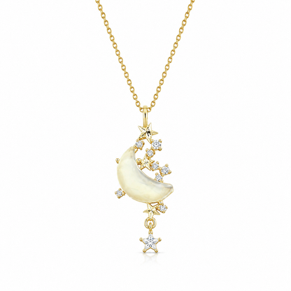 Crescent Moon Accented Sparkling CZ Stone Pendant for Girls & Women's