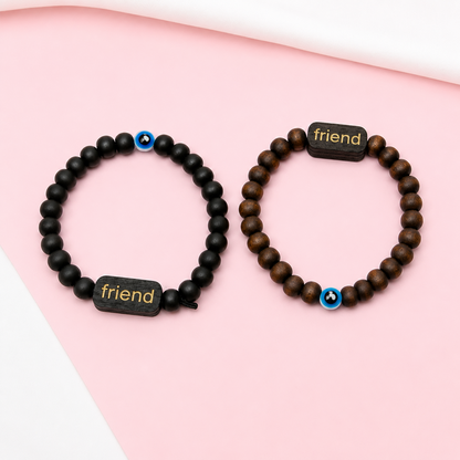 Round Natural Bead With Evil Eye Friendship Day Bracelets for Kids, Boys & Girls