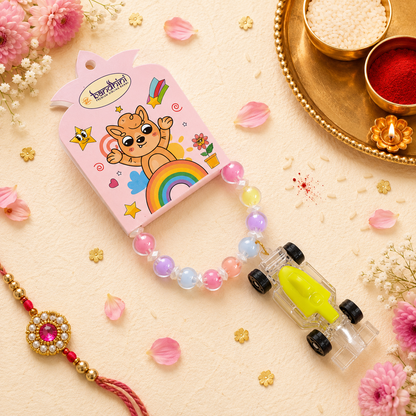 Cute Racing Car Charm Beaded Bracelet for Girls