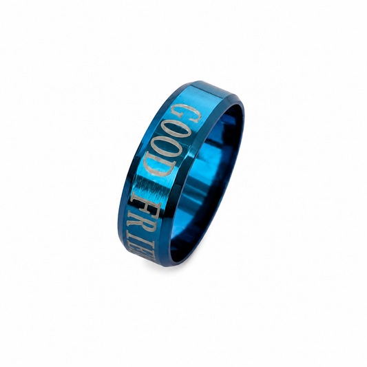 Classic Good Friend inscribed Band Ring With AD Stone for Men & Women