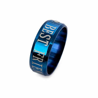 Classic Best Friend inscribed Band Ring With AD Stone for Men & Women