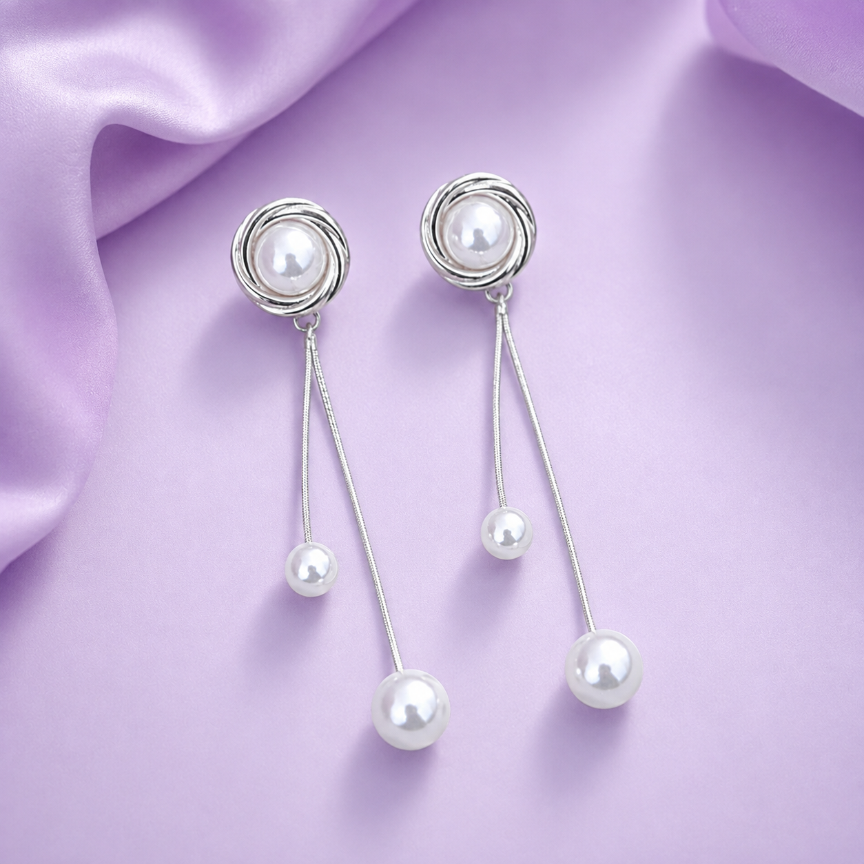 Round Spiral Mother of Pearl Drop Earrings for Women & Girls