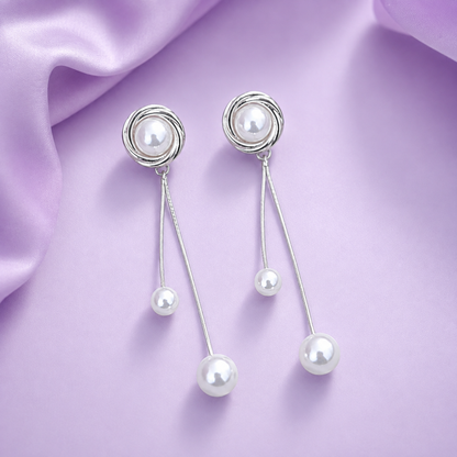 Round Spiral Mother of Pearl Drop Earrings for Women & Girls