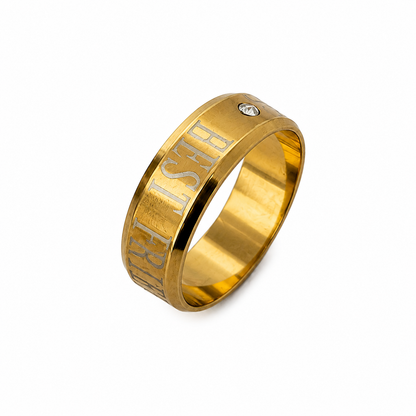 Classic Best Friend inscribed Band Ring With AD Stone for Men & Women