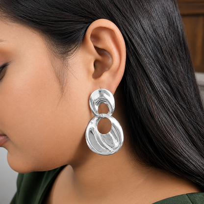 Irregular Double Disc Drop Earrings for Girls & Women
