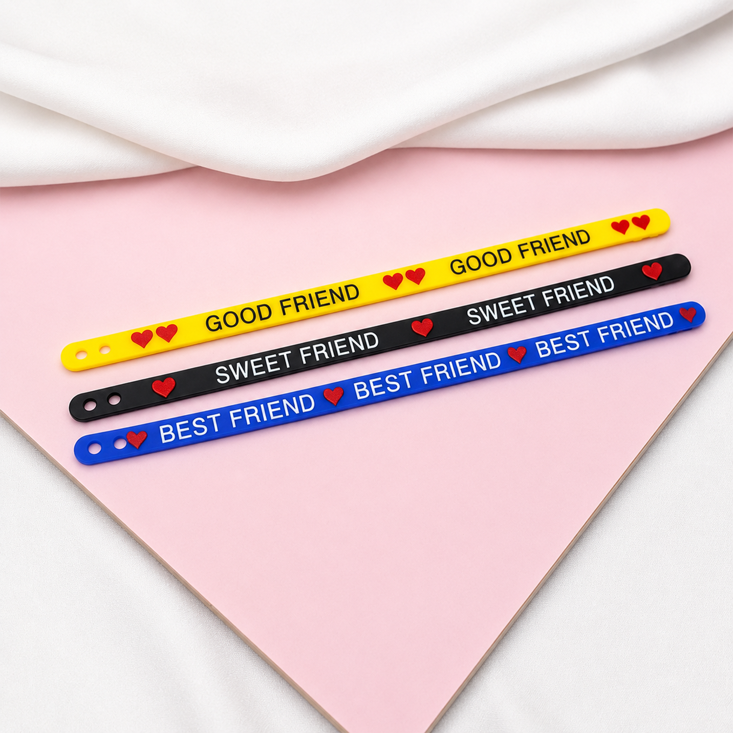 Pack Of 3, Multicolor Rubber Friendship Day Bracelets for Kids, Boys & Girls