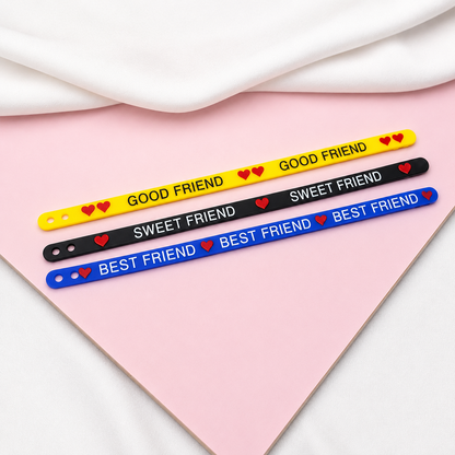 Pack Of 3, Multicolor Rubber Friendship Day Bracelets for Kids, Boys & Girls