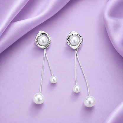 Double Chain Mother of Pearl Drop Earrings for Women & Girls