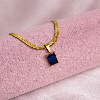 18k Gold Plated Stone Pendant Necklace (Anti Tarnish)