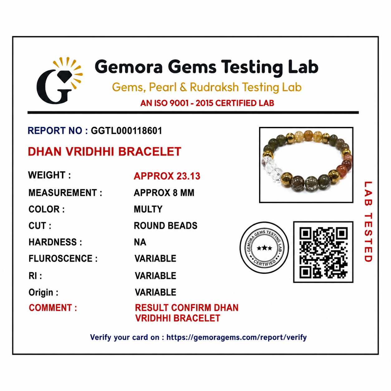 Dhan Vriddhi Crystal Bracelet for Men & Women