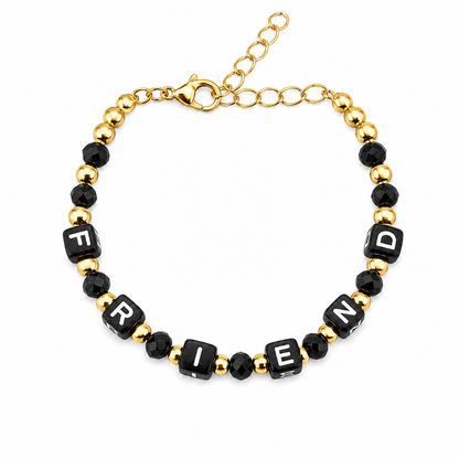 Black Square Crystal Beads Bracelets for Kids, Boys & Girls