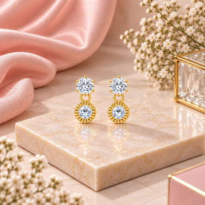 Sparkling Stone Circluar Lower Drop Earrings for Girls & Women's