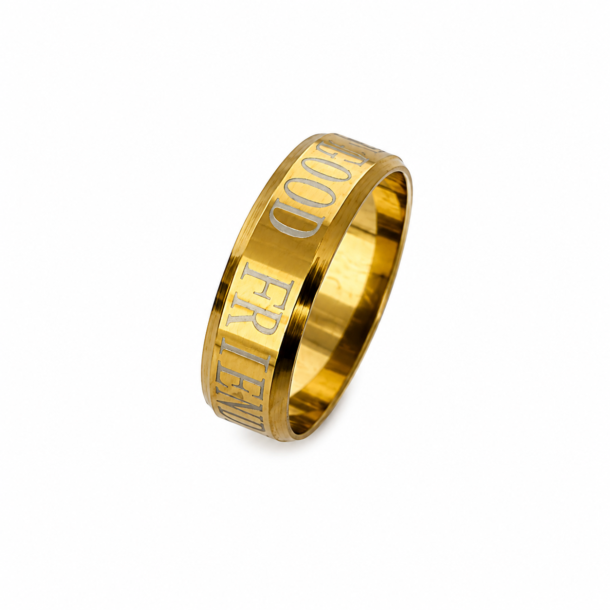 Classic Good Friend inscribed Band Ring With AD Stone for Men & Women