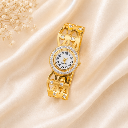 Traditional Eye Line Design AD Studded Band Bracelet Watch For Girls & Women