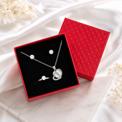 Elegant Heart Pendant Jewellery Set for Women & Girls