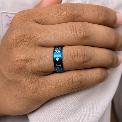 Classic Best Friend inscribed Band Ring With AD Stone for Men & Women