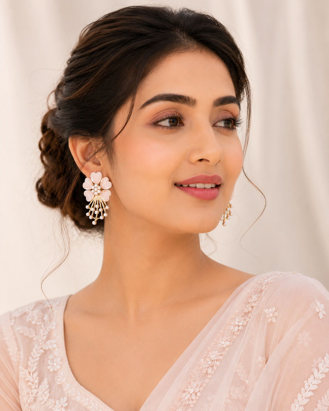 Daisy Flower Pearl Drop Earrings for Girls & Women