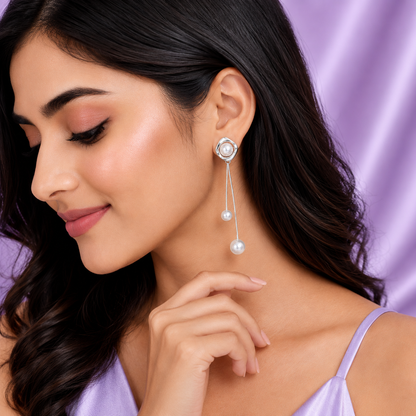 Round Spiral Mother of Pearl Drop Earrings for Women & Girls