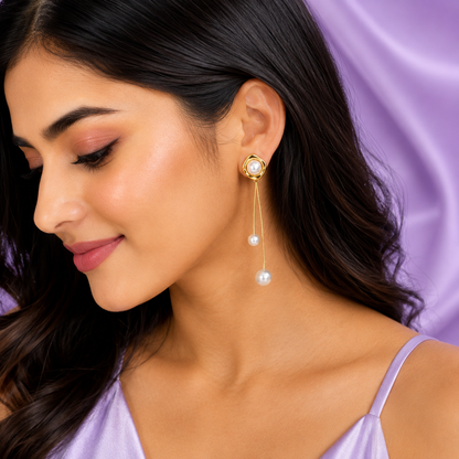 Round Spiral Mother of Pearl Drop Earrings for Women & Girls