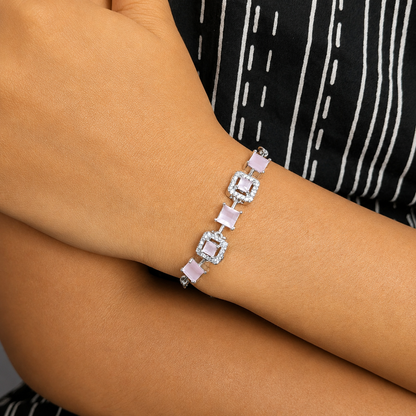 Square Cubic Zirconia Adjustable Chain Bracelet for Girls & Women's