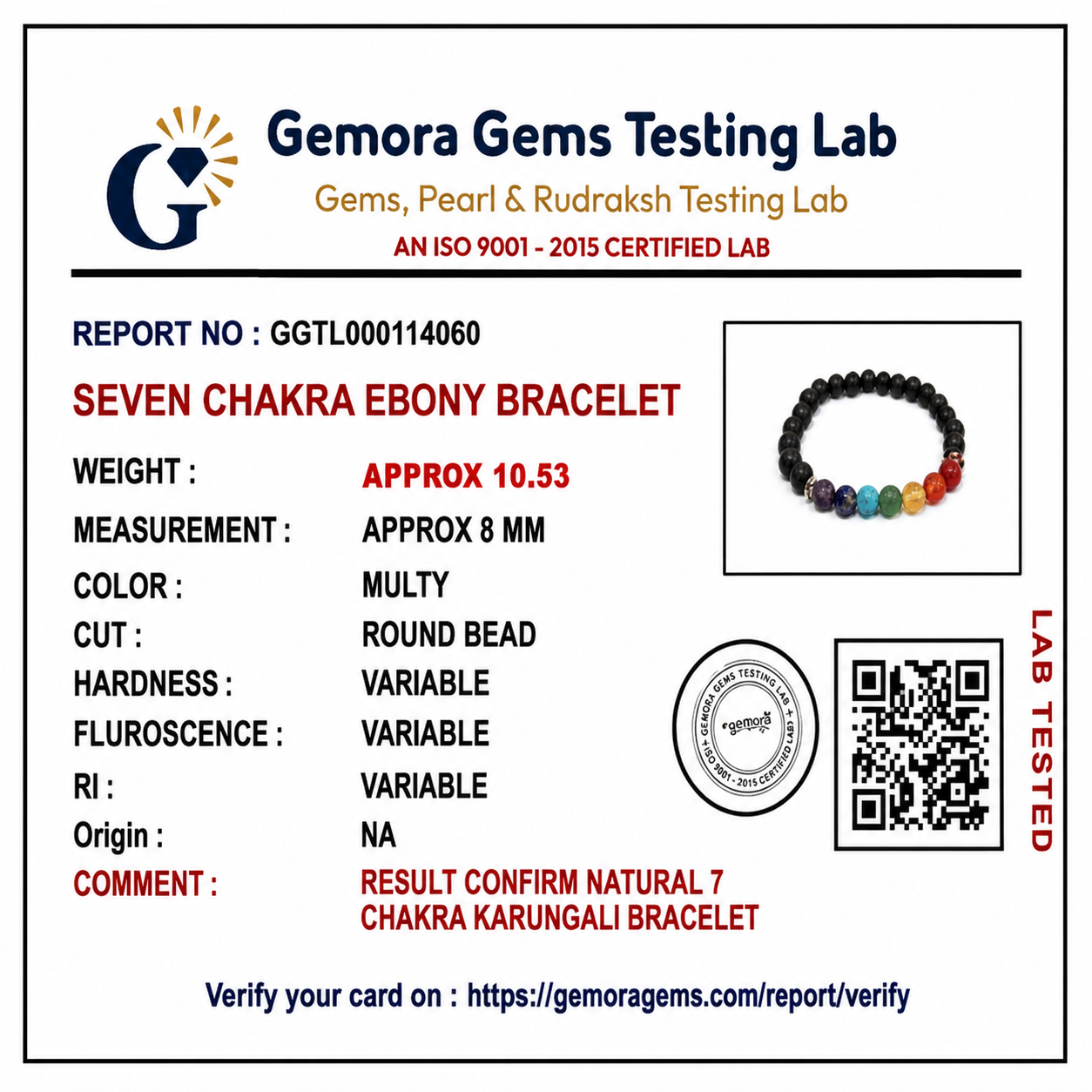 7 Chakra Karungali Bracelet for Men & Women
