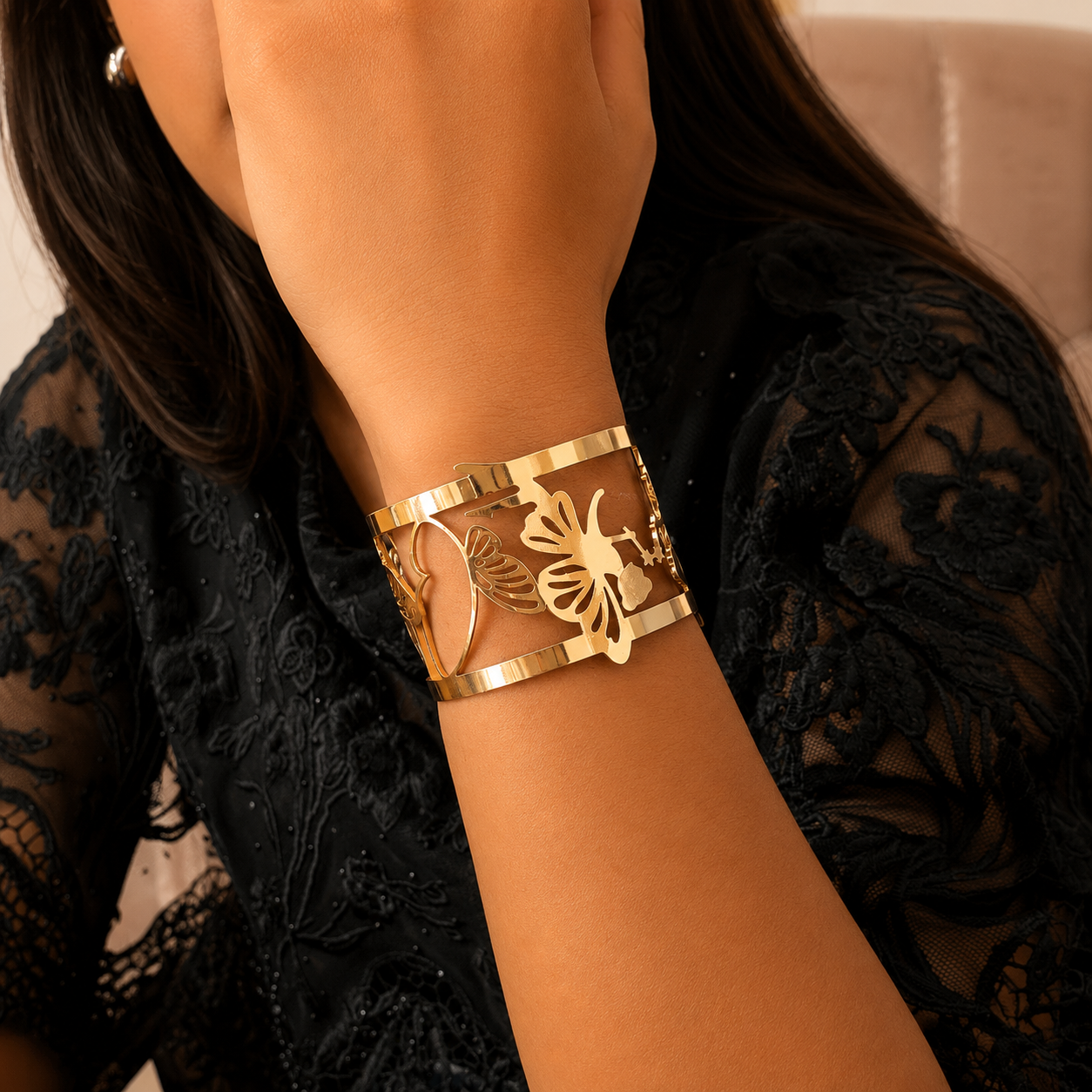 Golden Angle Cuff Bracelet for Women & Girls