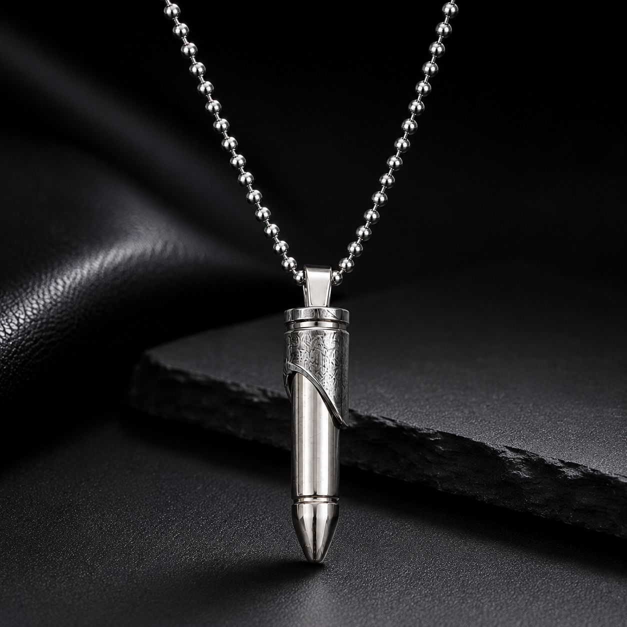 Bullet Pendant Necklace for Men & Boys with Ball Chain