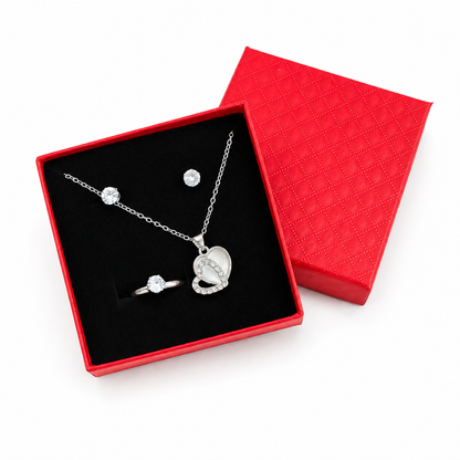 Elegant Heart Pendant Jewellery Set for Women & Girls