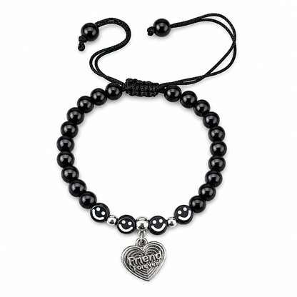 Black Smiley Beaded Friend Charm Friendship Day Bracelets for Kids, Boys & Girls