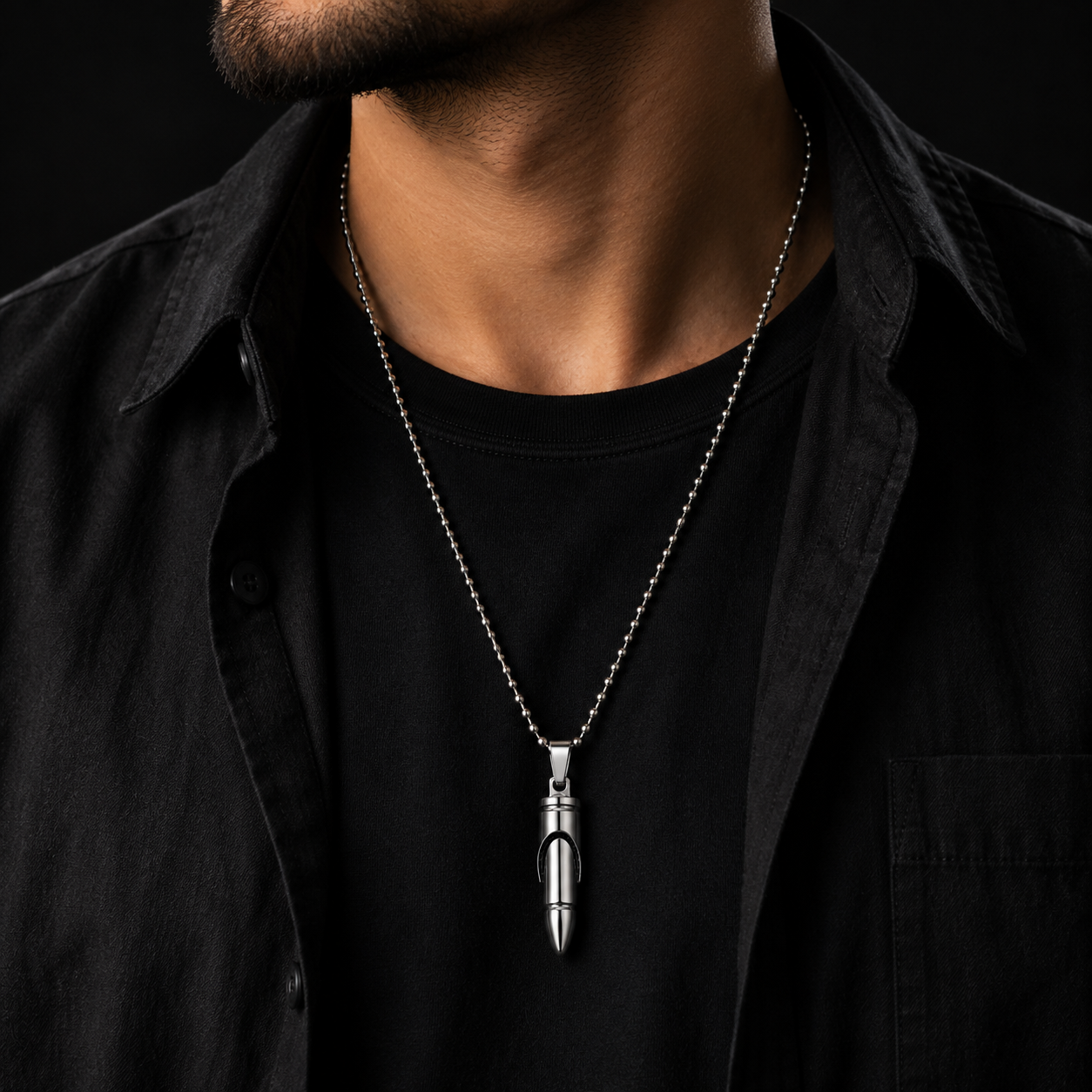 Bullet Pendant Necklace for Men & Boys with Ball Chain