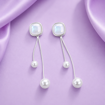 Double Dangling Mother of Pearl Drop Earrings for Women & Girls