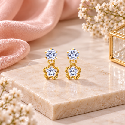 Sparkling Stone Flower Lower Drop Earrings for Girls & Women's