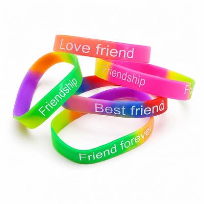 5pcs Friendship Day Silicone Bracelets | Multicolor Rubber Wristbands