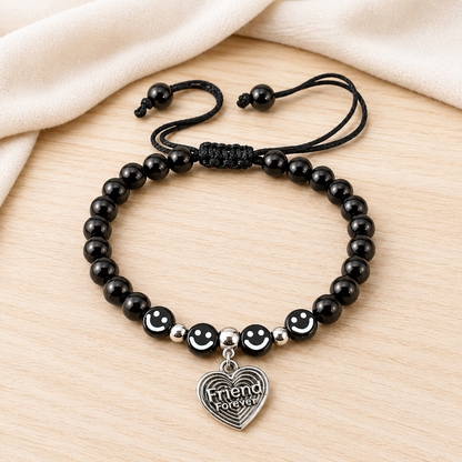 Black Smiley Beaded Friend Charm Friendship Day Bracelets for Kids, Boys & Girls