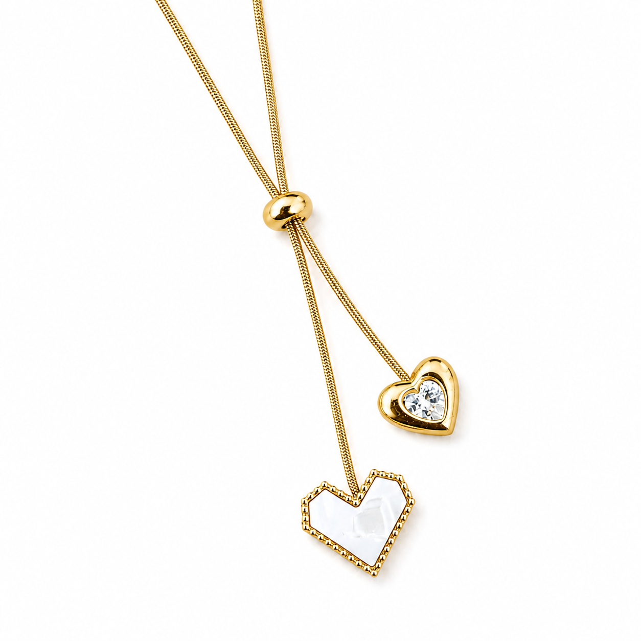 Minimalist Double Heart Slider Pendant For Girls & Women