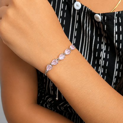 Triangle Shape Stone Chain Bracelet With Sliding Closure for Girls & Women's